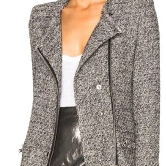 IRO Carlota Asymmetric Tweed Boucle Jacket Blazer Black/White Sz 2 - Picture 4 of 4